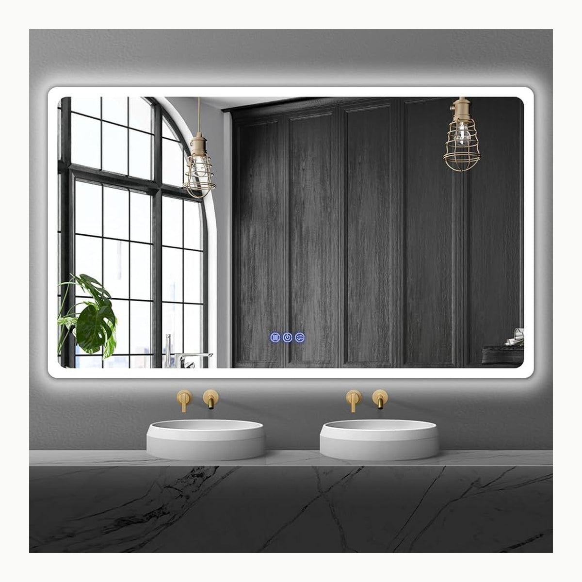 IP65 Espejo Baño con Luz 150x90cm, Espejo Baño LED con Antivaho