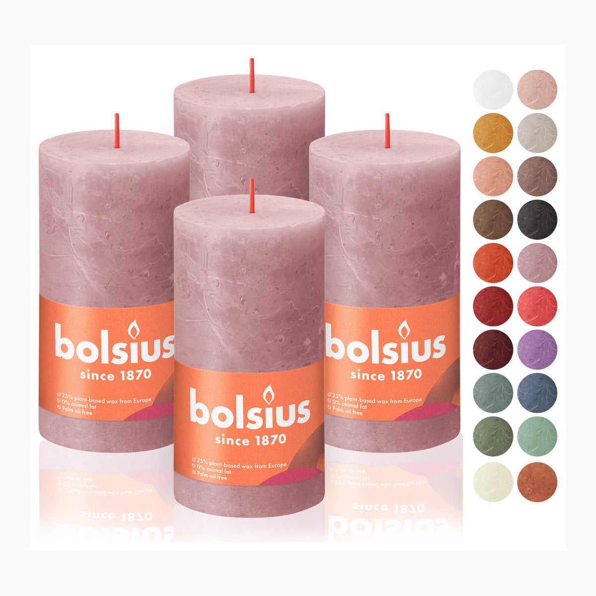 Velas cónicas rojas Bolsius - Velas cónicas - Color rojo - Velas