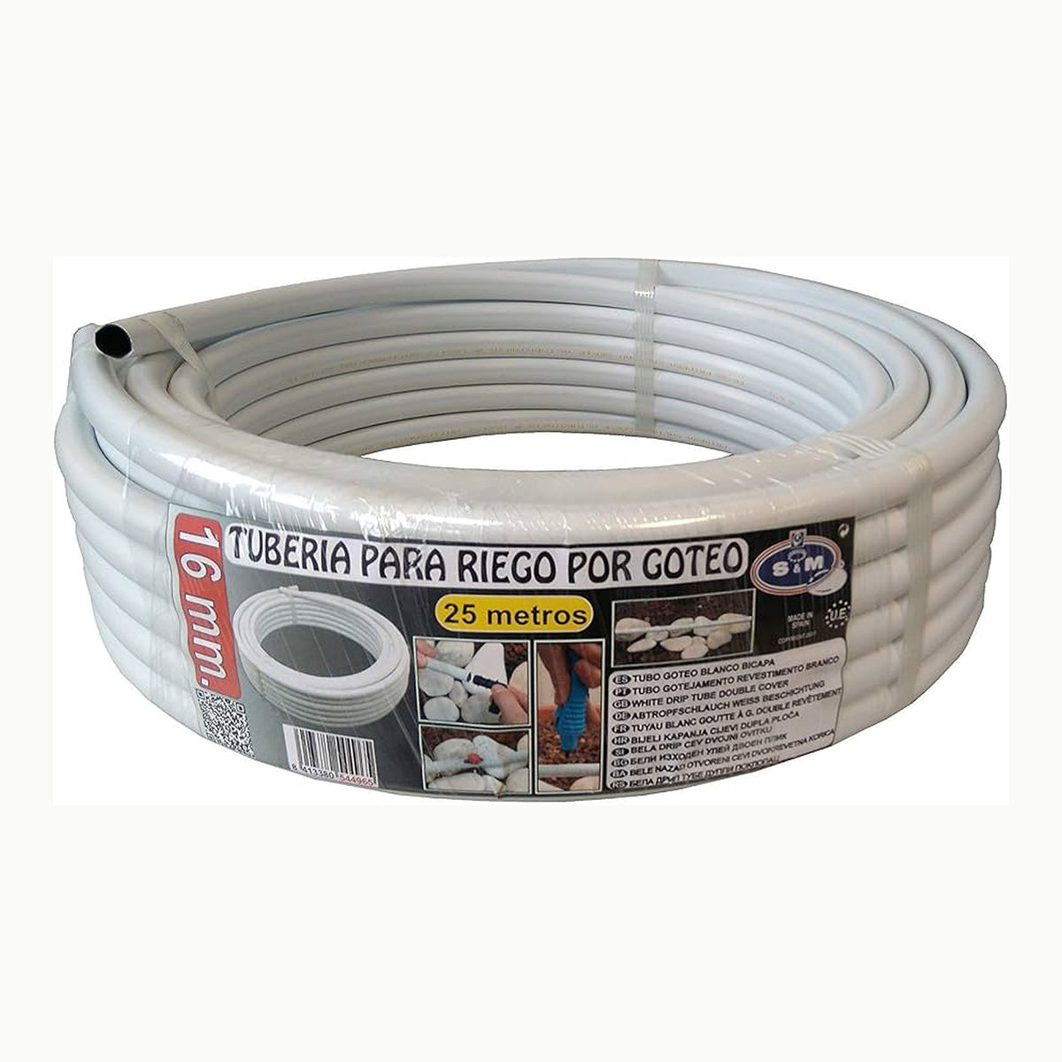 S&M 544965 Tubería de Goteo bicapa 16 mm x 25 Metros, Blanco