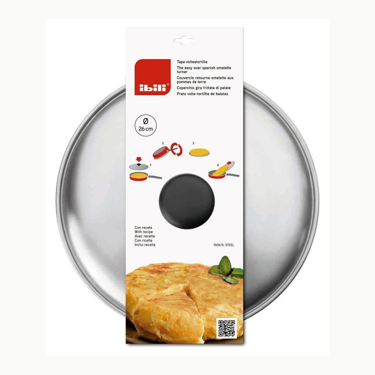 IBILI 715830 Tapa voltea tortillas, Acero inoxidable, Incluye