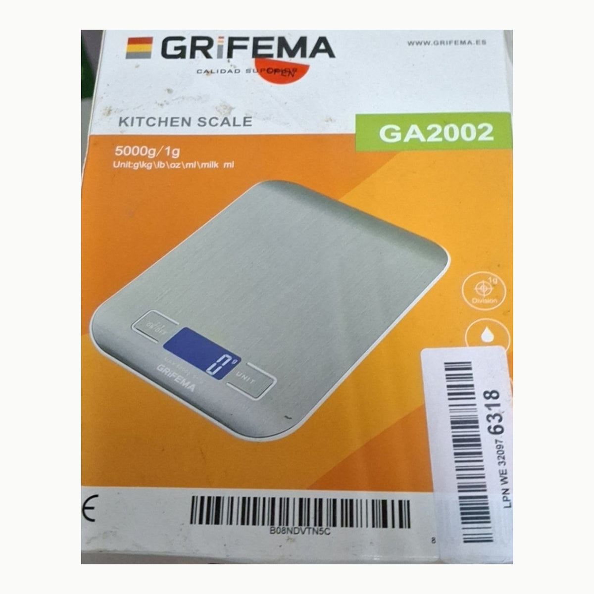 GRIFEMA Digitale Küchenwaage (Hochpräzise 1g-5000g), Feinwaage mit