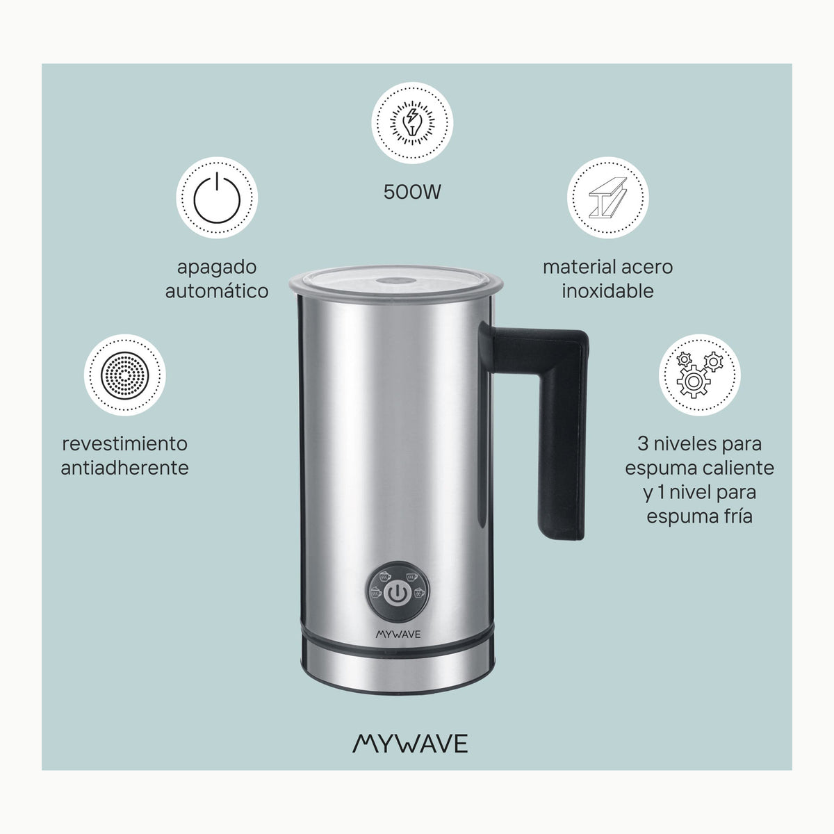 MyWave - Espumador de Leche - Potencia 500W - Consigue la Espuma