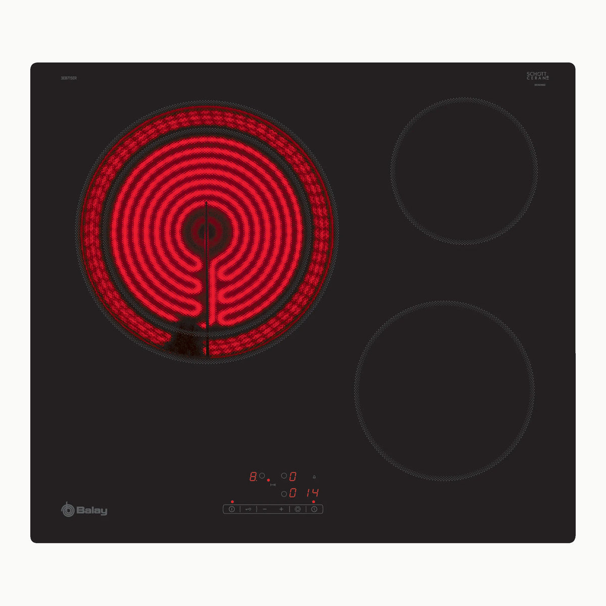 3EB715ER Balay Placa Vitrocerámica, 3 fuegos, 60cm de ancho, zona