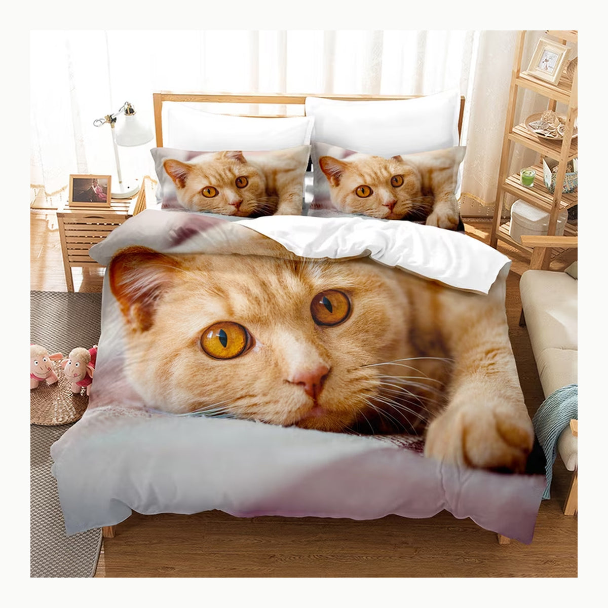 Juego de Ropa de Cama para Gatos 135x200cm, Bonito Juego de Ropa de