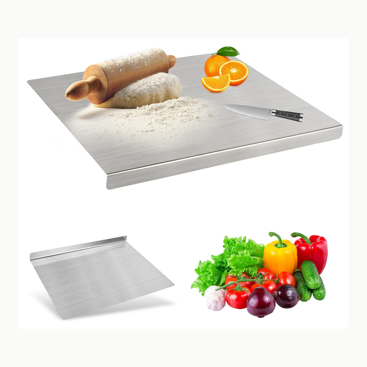 Tabla Cortar Acero Focenat Tabla de Cortar de Acero Inoxidable 40 x 30