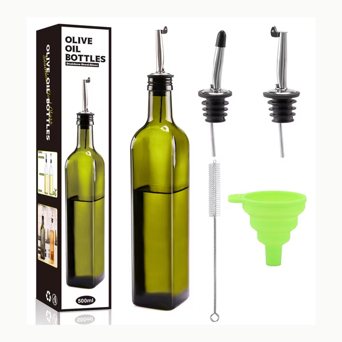COM-FOUR® 4-piece kitchen set made of glass - oil and vinegar bottle