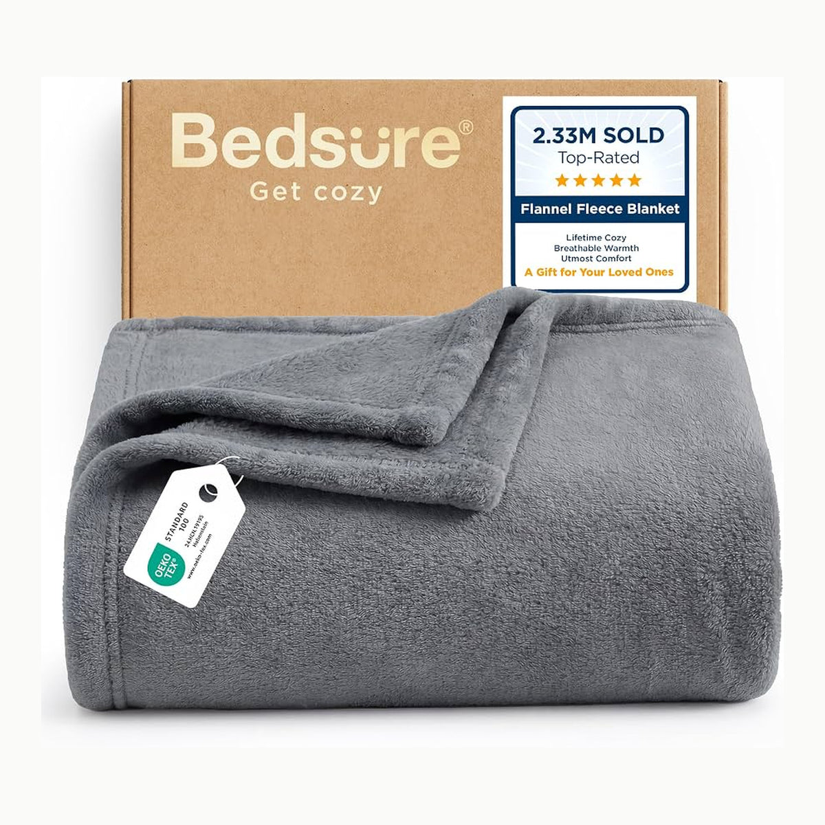 Bedsure Throw Blanket 50x60 inch Grey Fleece