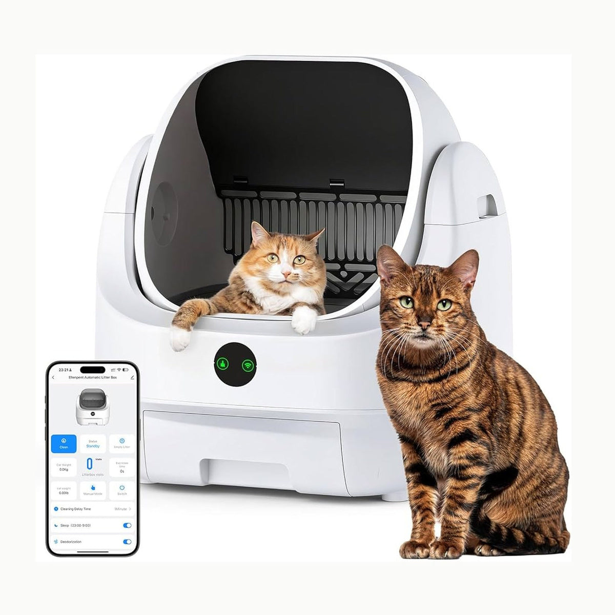 Arenero Gatos Autolimpiable Abierto, Ellenpent Caja de Arena