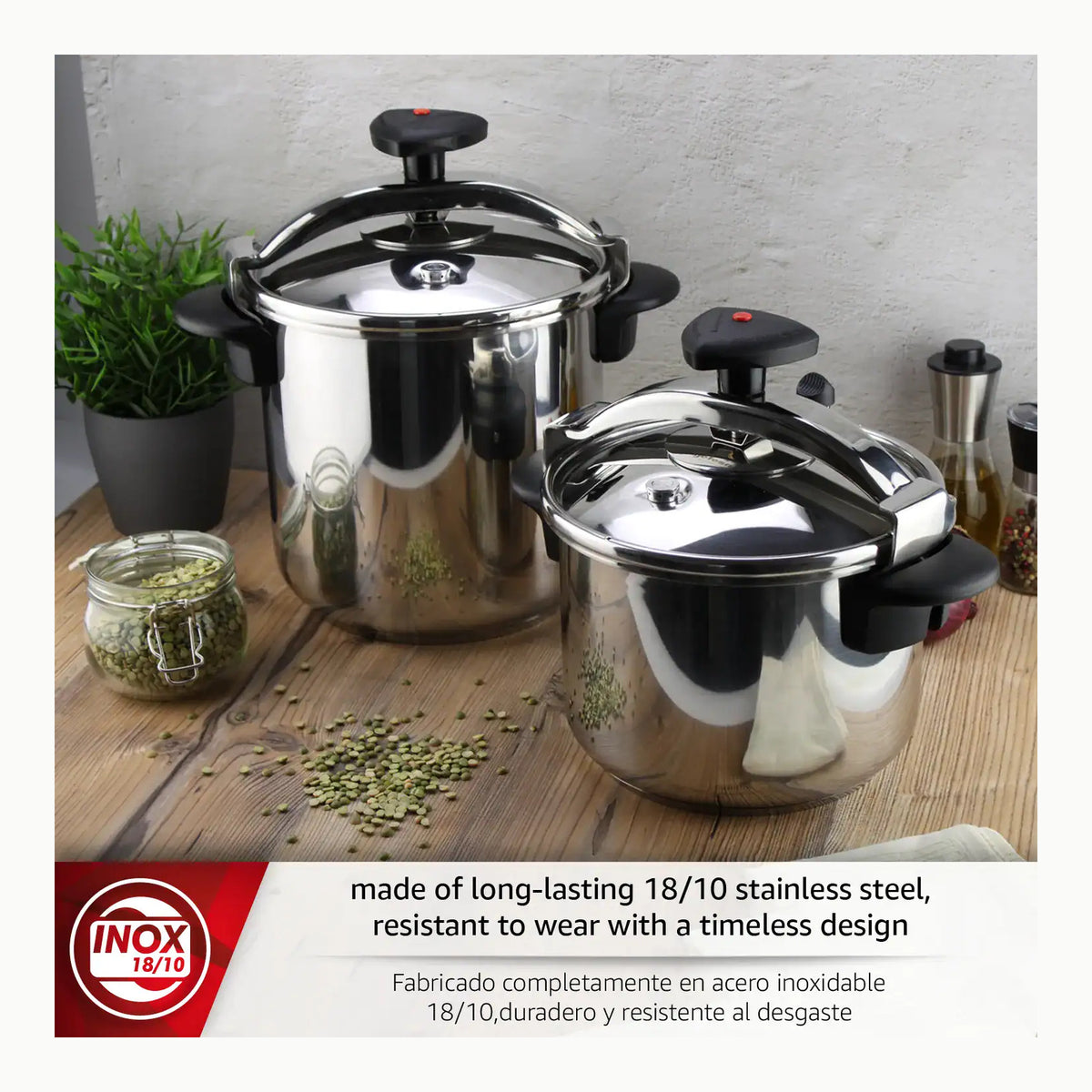 Magefesa Star Recta - Olla Express Tradicional 4L, Acero Inoxidable