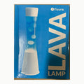 Fisura - Lámpara de lava blanca y azul años 70. Base color blanco
