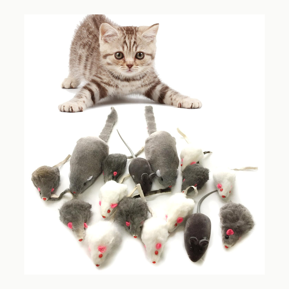 QUOZUO Juguetes de ratón para gatos, juguetes peludos para mascotas