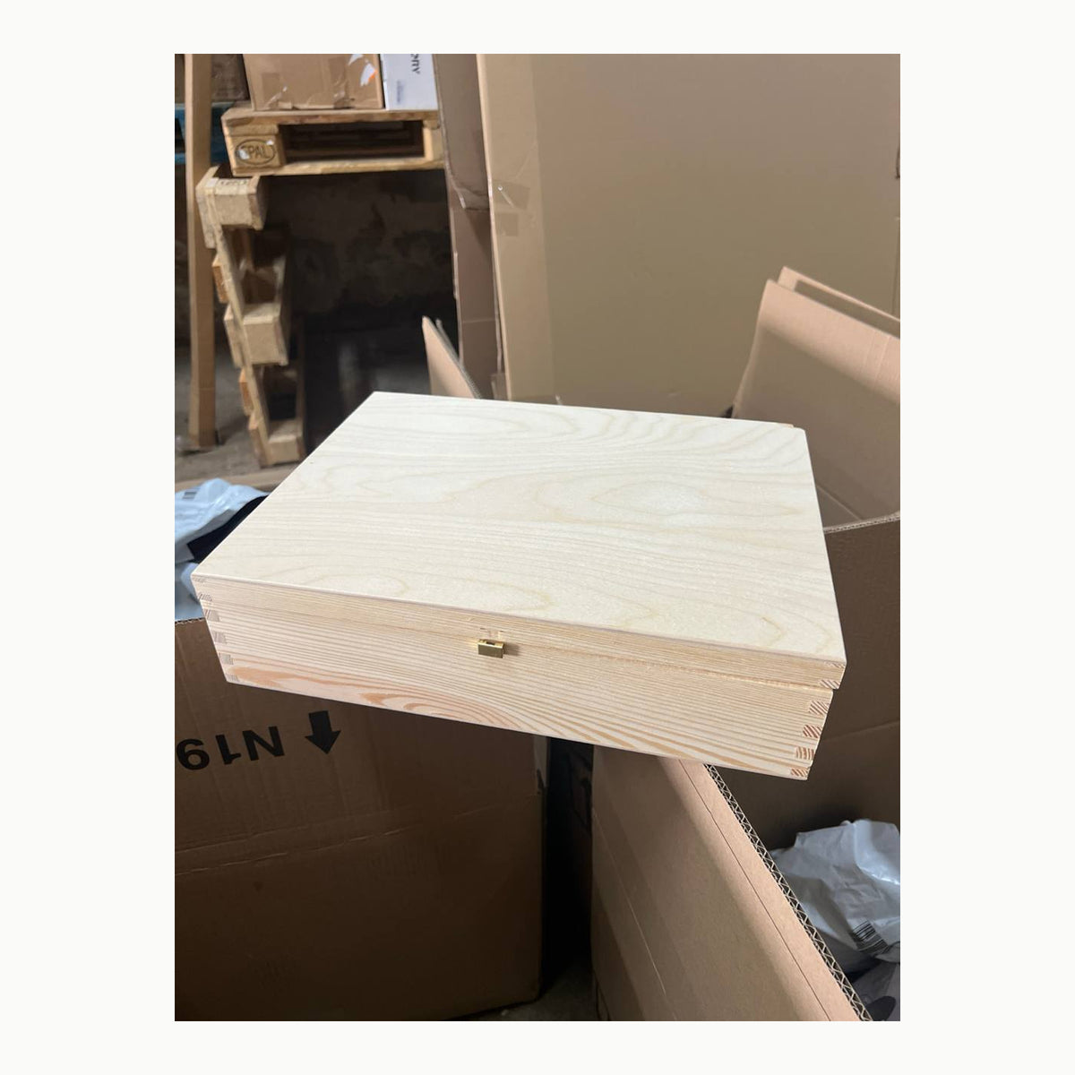 Caja de madera natural con tapa, , 40 x 30 x 10 cm, caja de