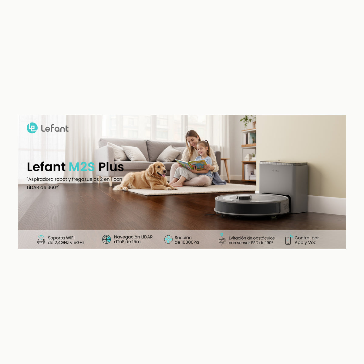 Lefant M2S Robot Aspirador Lavador con Cartografía, Succión de