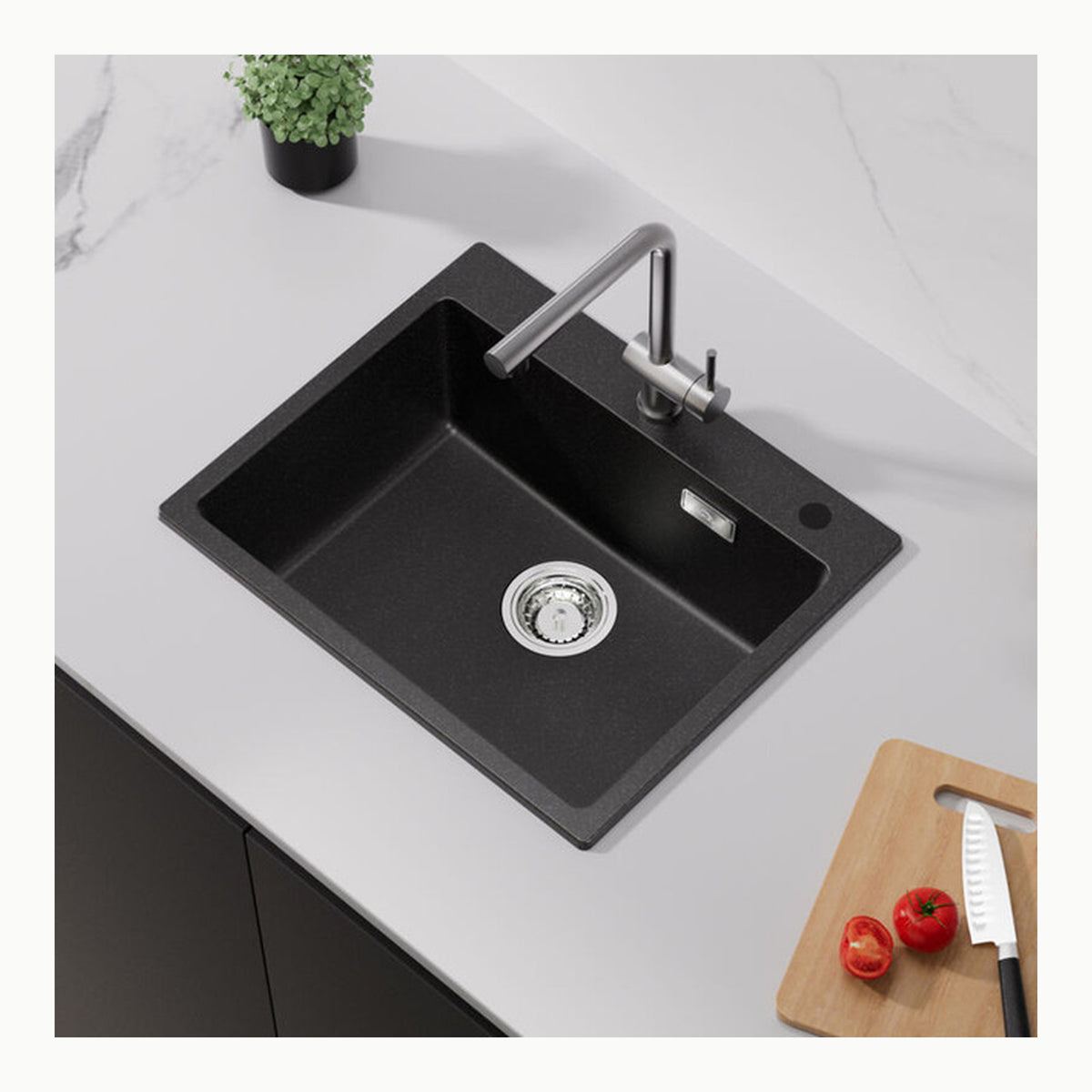 QUADRON fregadero de cocina gris - tamaño 78 x 48 cm - KENNETH 111