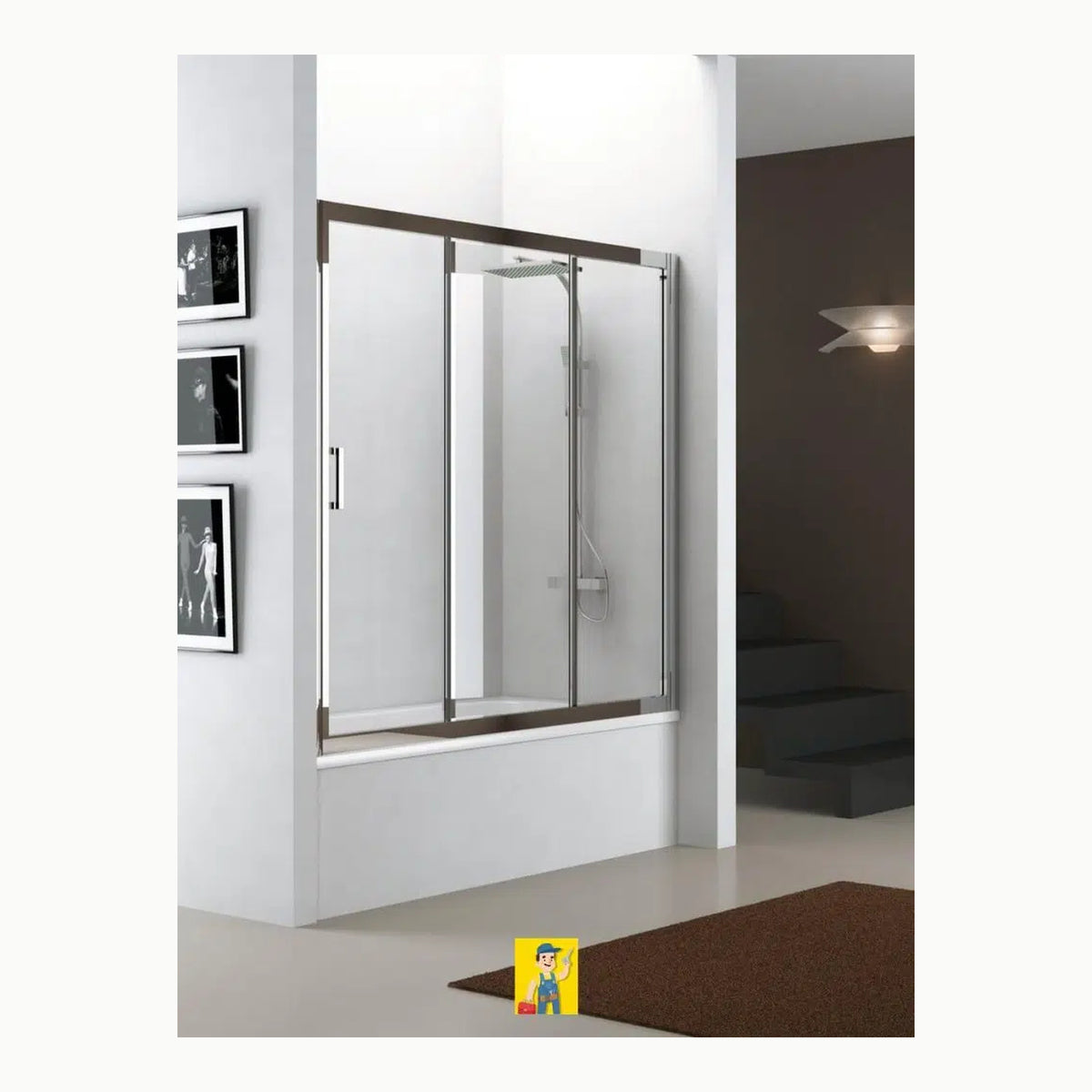 n8n Mampara bañera DF/7 metalizado, 140 x 130 cm, color blanco