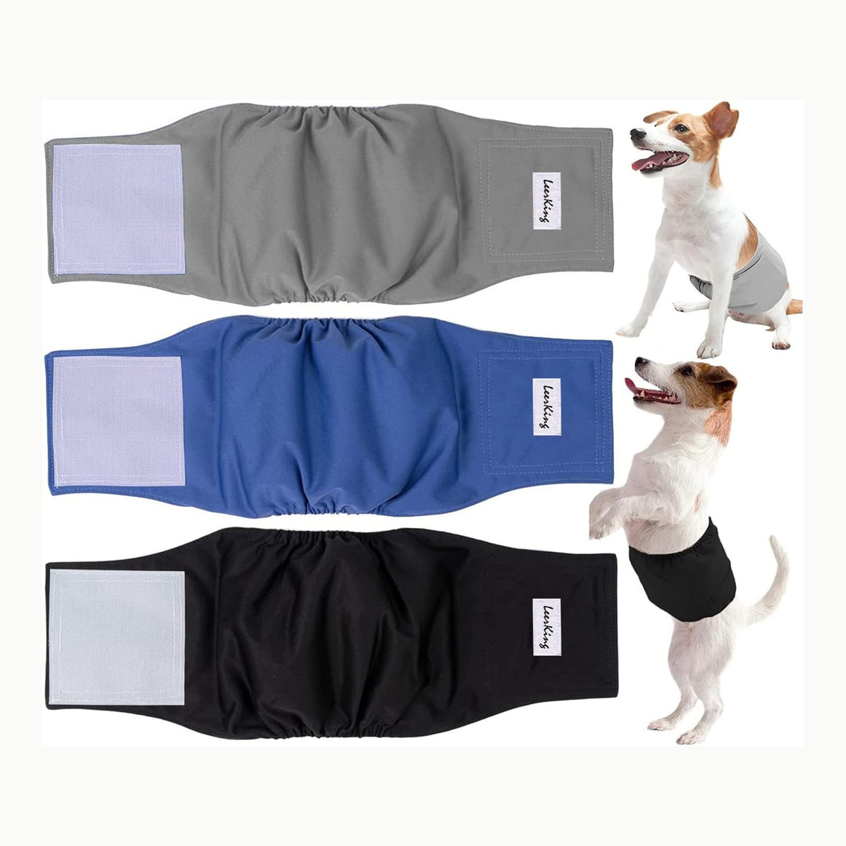 LeerKing Pañales Perro Macho Lavable Paquete de 3 Bandas de Vientre