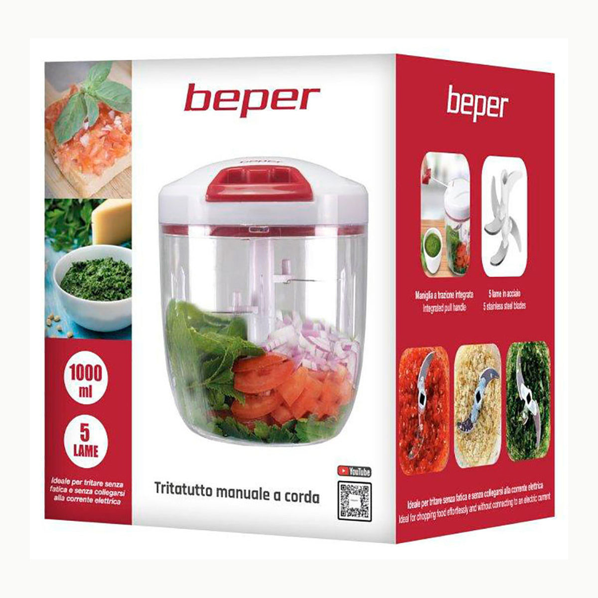 BEPER C107UTT002 Picadora Manual, Picadora con cuerda, Contenedor de