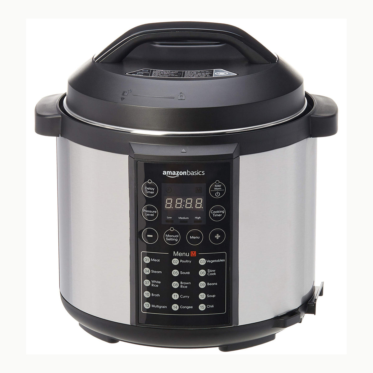 Amazon Basics Olla a presión de Acero inoxidable con vaporera y