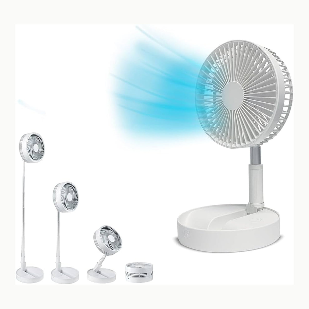 LIVINGTON Fold & Cold - ausziehbarer Mini Akku Ventilator