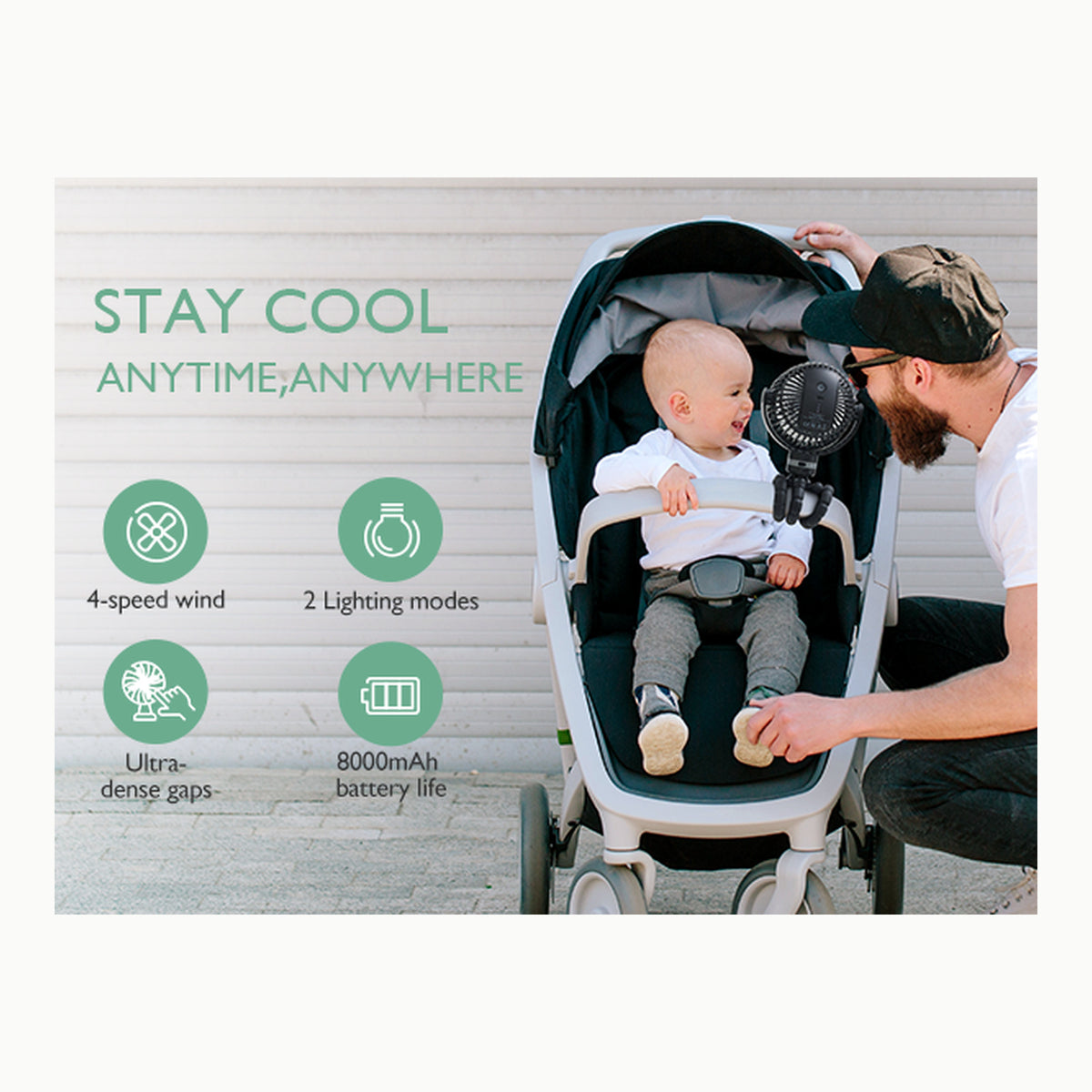 momcozy 8000mAh Ventilador Portátil para Cochecito, Batería de