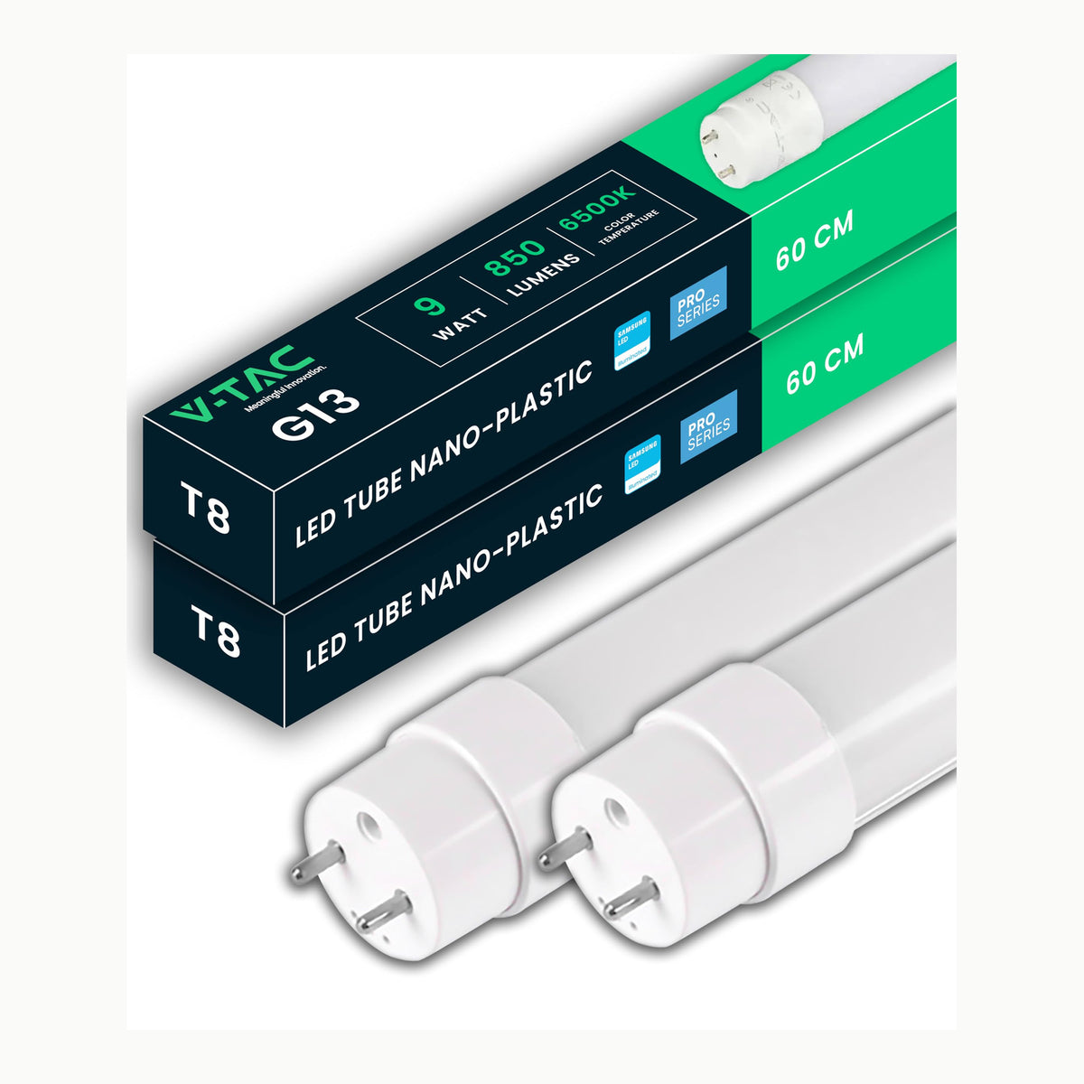 V-TAC 2x Tubi LED 60 CM attacco G13-9W - 850 Lumen - Chip Samsung
