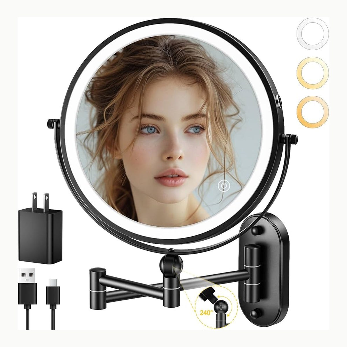 n8n Wall Mounted Mirror 9" Wall Mounted Makeup Mirror