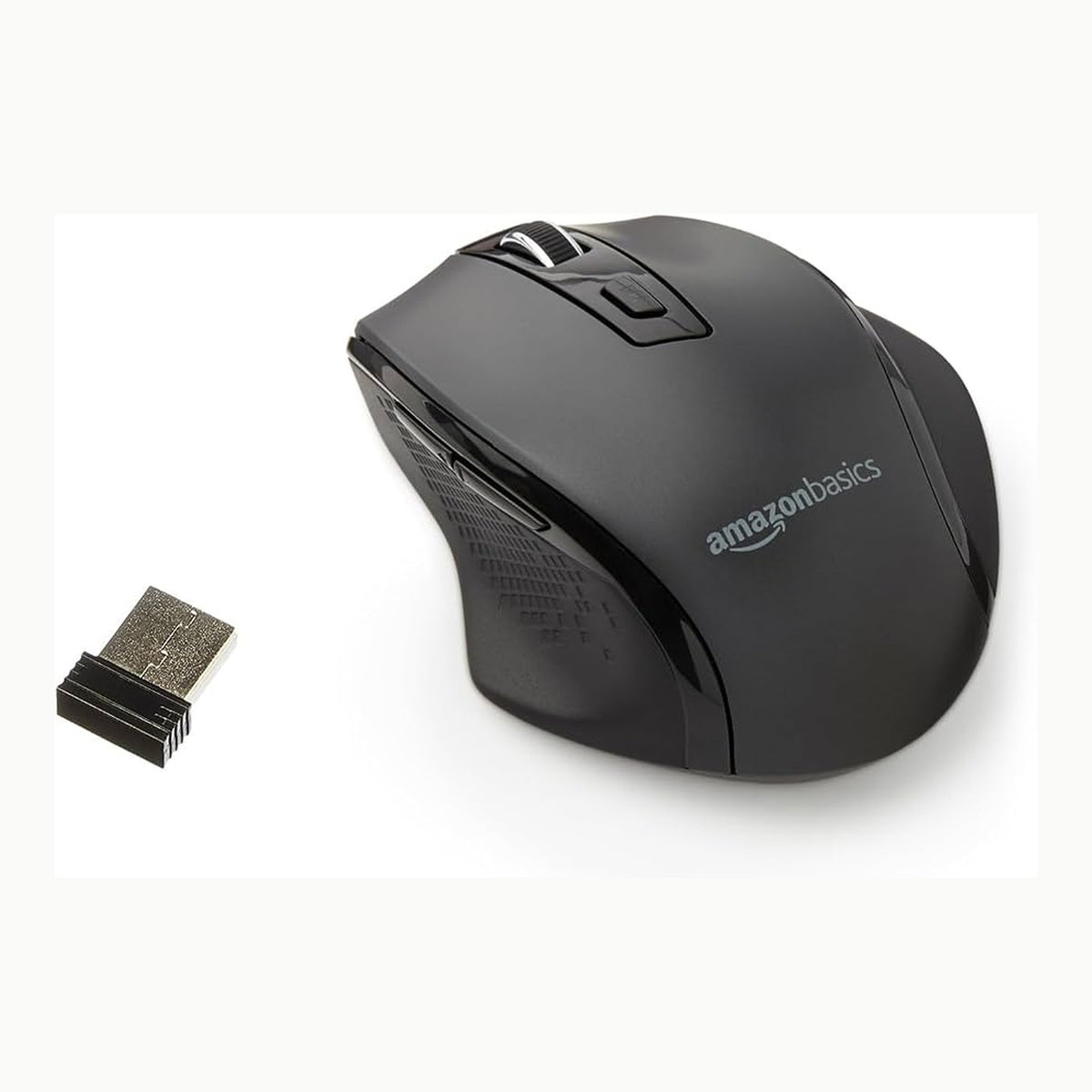 Amazon Basics Ratón inalámbrico ergonómico, DPI ajustable, negro
