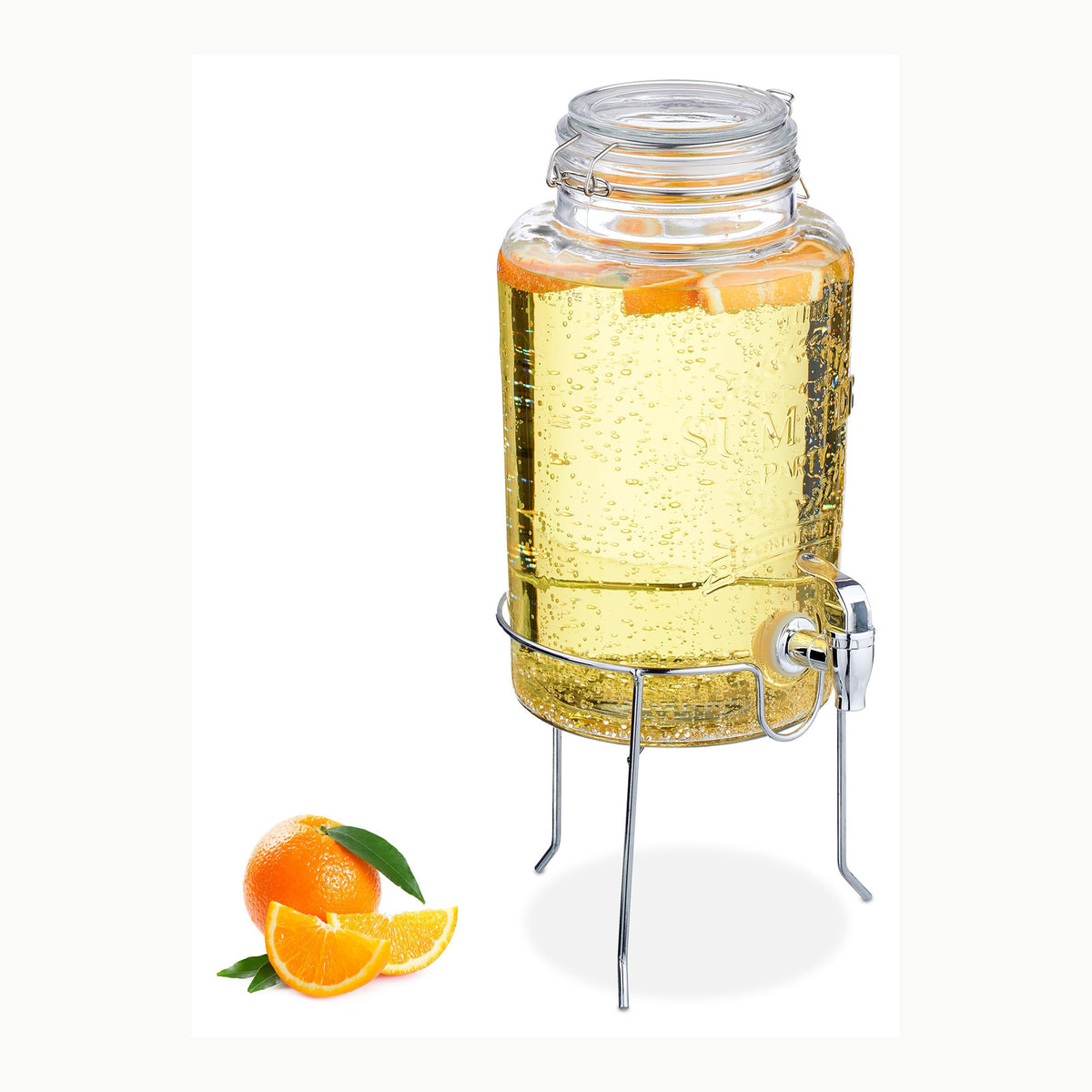 Relaxdays Dispensador de bebidas con grifo, Cristal, Vintage