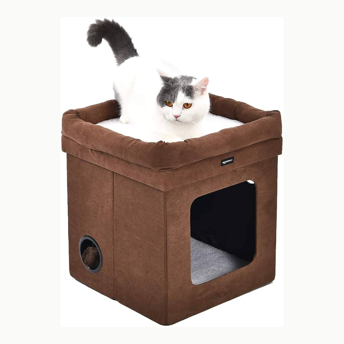 Amazon Basics Faltbares Katzenhaus, Braun, 38 x 38 x 43 cm