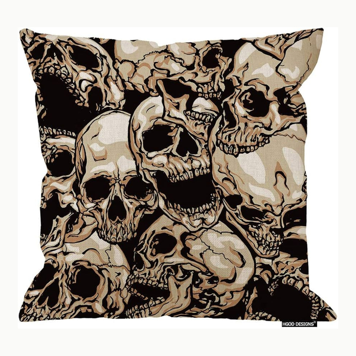 HGOD DESIGNS Funda de cojín con diseño de calavera, estilo medieval