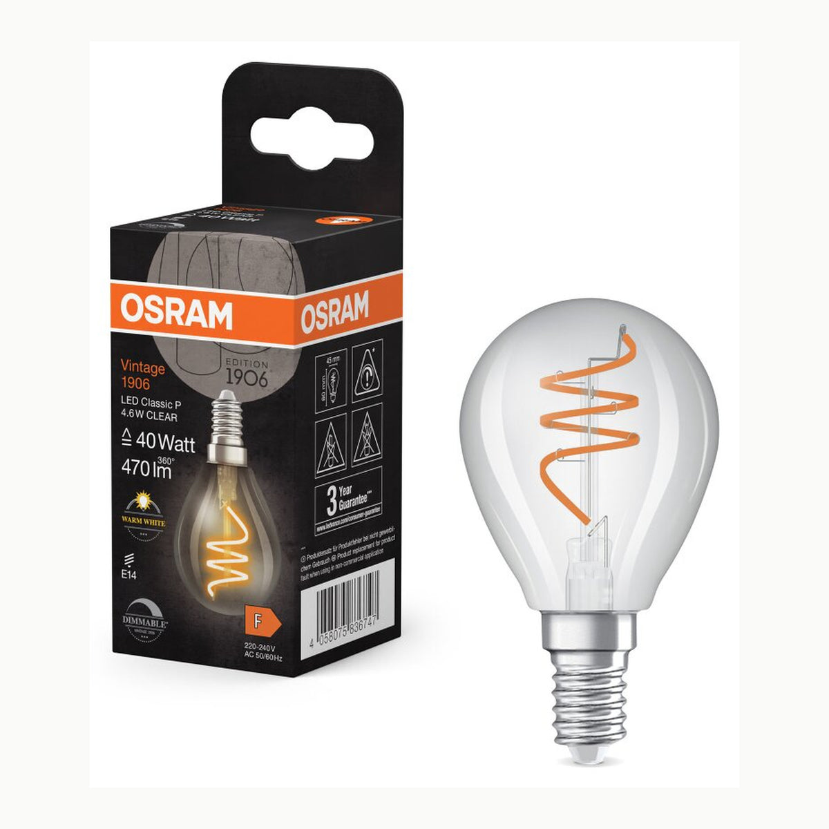 OSRAM LED BASE Classic E14 4W 470 lm 2700K Warm White