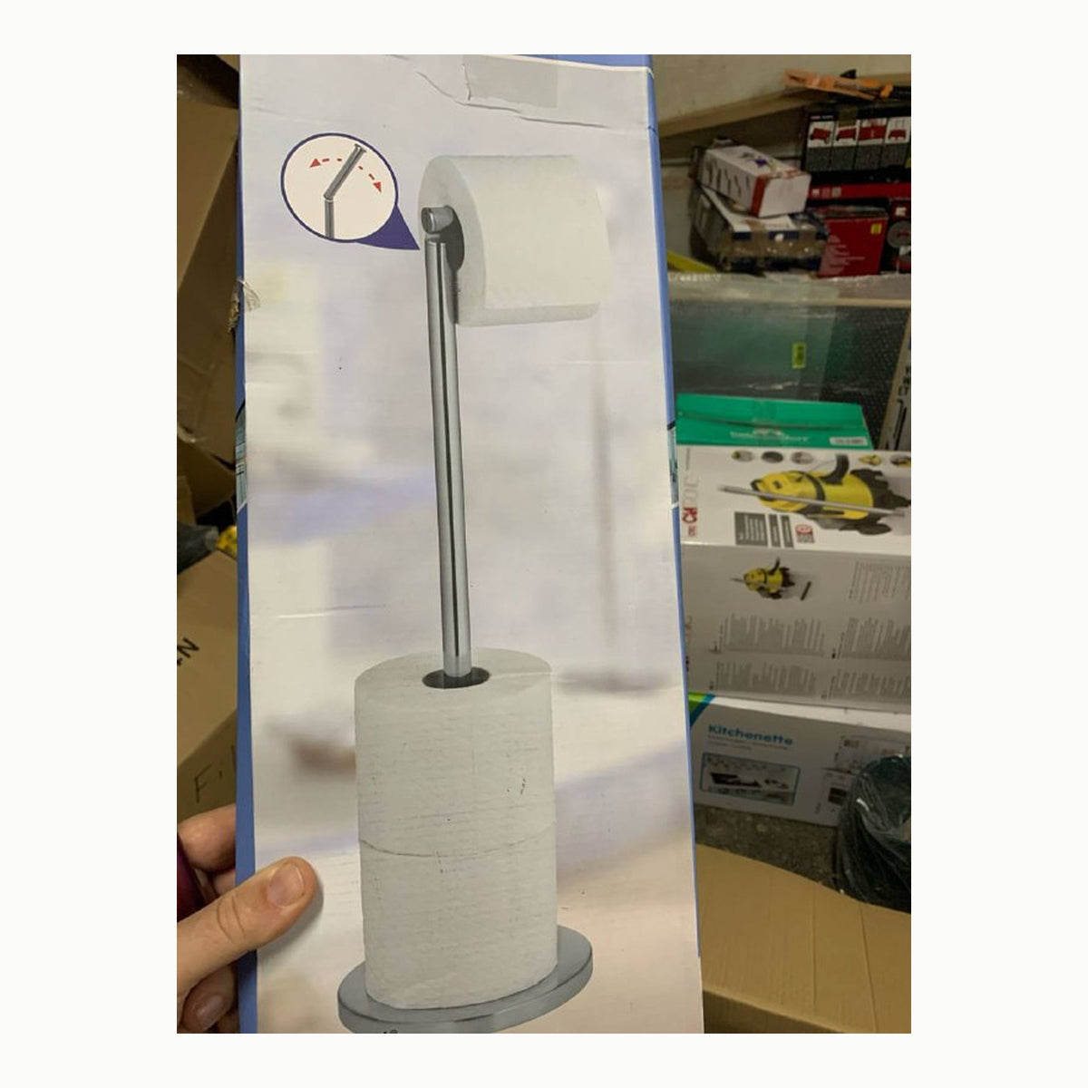 Wenko Portarrollos de pie 2 en 1 Acero INOX, Acero Inoxidable, 21 x