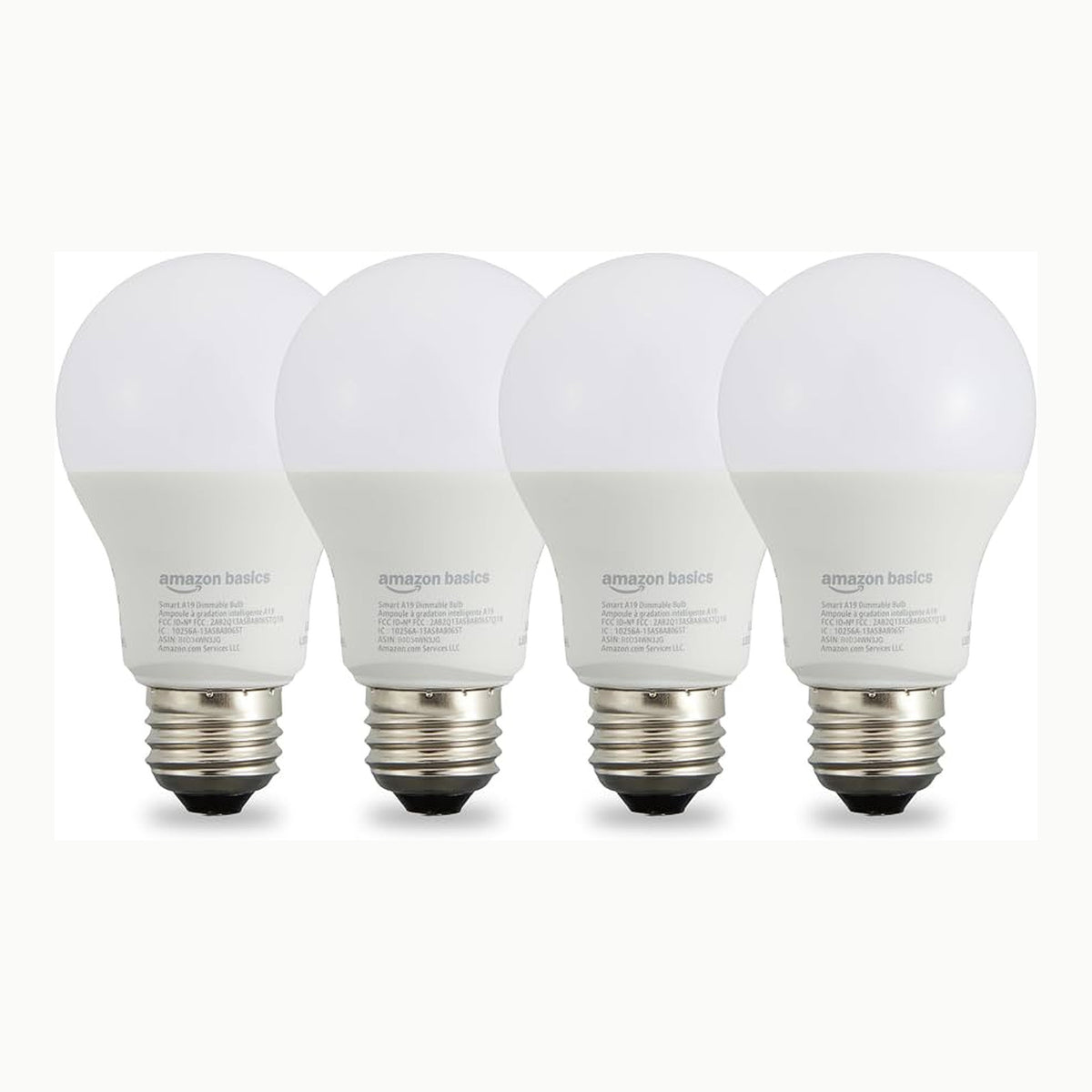 Amazon Basics smarte LED-Glühbirne, dimmbar, E27, sanftes Weiß, 8W
