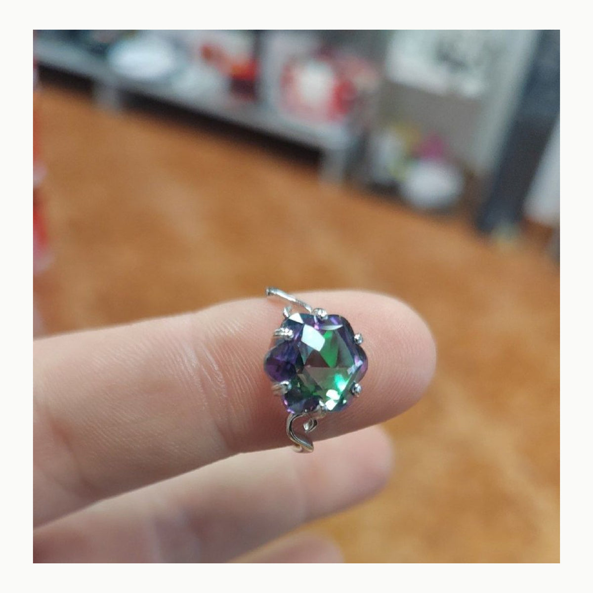 Hexagon Ring JewelryPalace Hexagon 5.7ct Echt Regenbogen Quarz Solitär