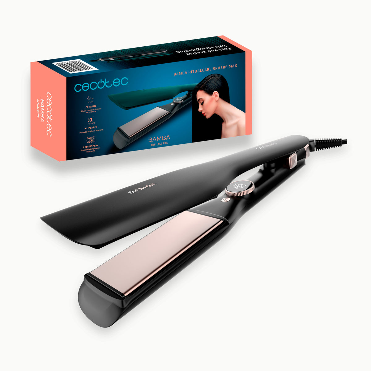 Cecotec Plancha de Pelo con Aire AirLisse 2in1 ForceDry Champagne.