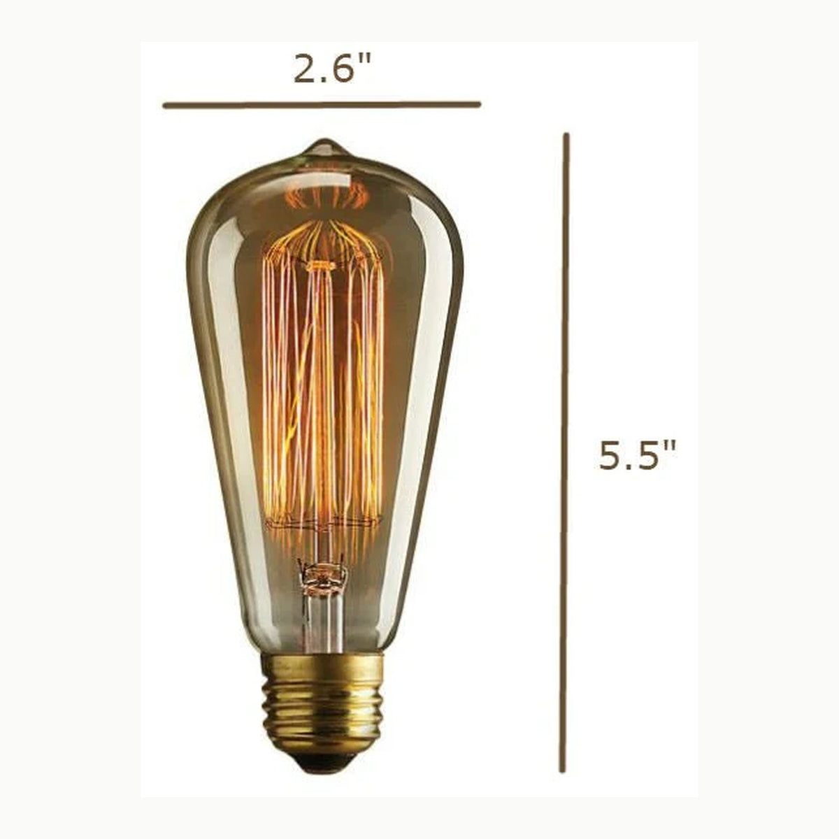 ST64 Vintage Edison Bulb 40W E27 Amber Glass 6 Pack