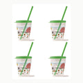 Snips, Set 4 Vasos con Pajita, 0,385 LT, Vasos para Niños, Vasos