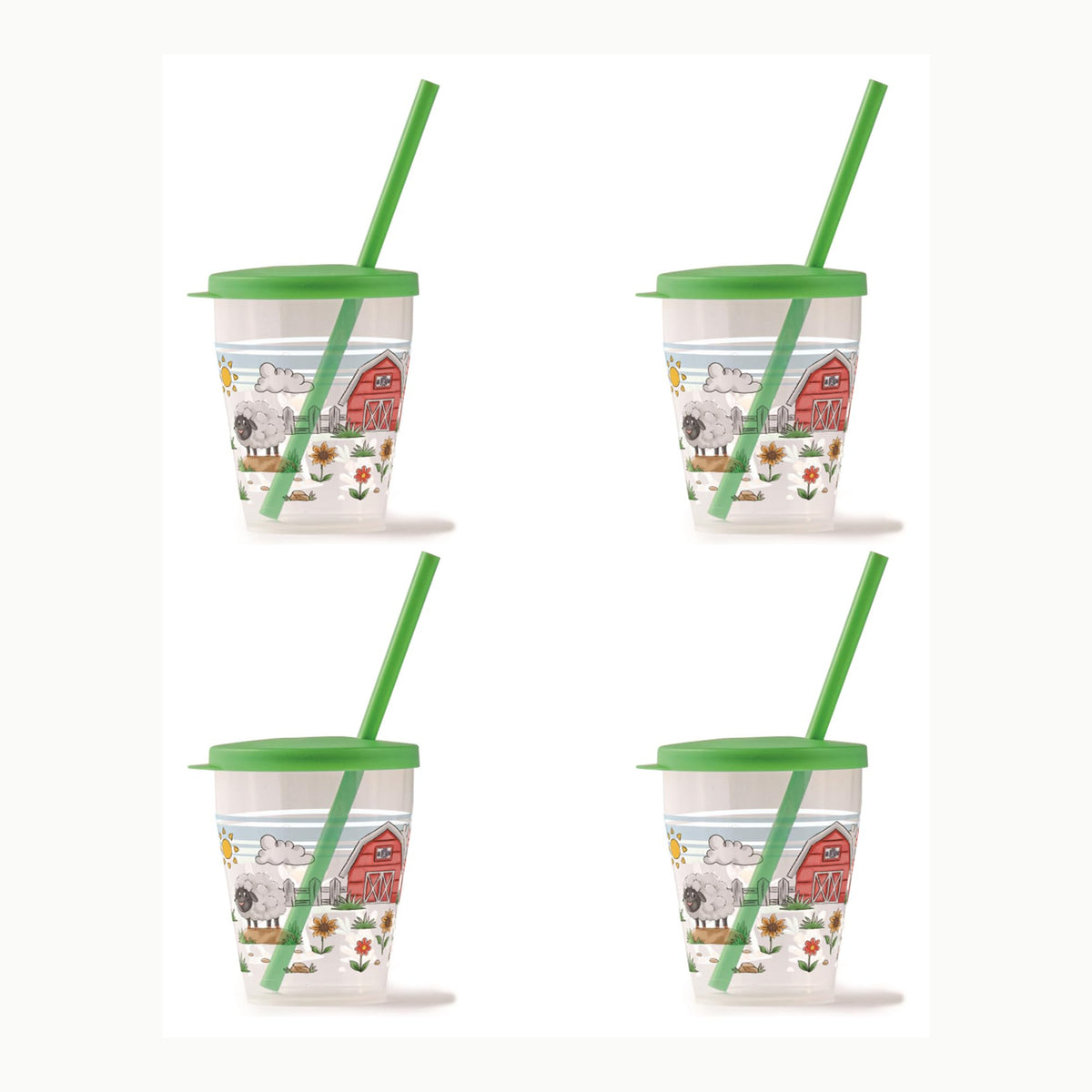 Snips, Set 4 Vasos con Pajita, 0,385 LT, Vasos para Niños, Vasos