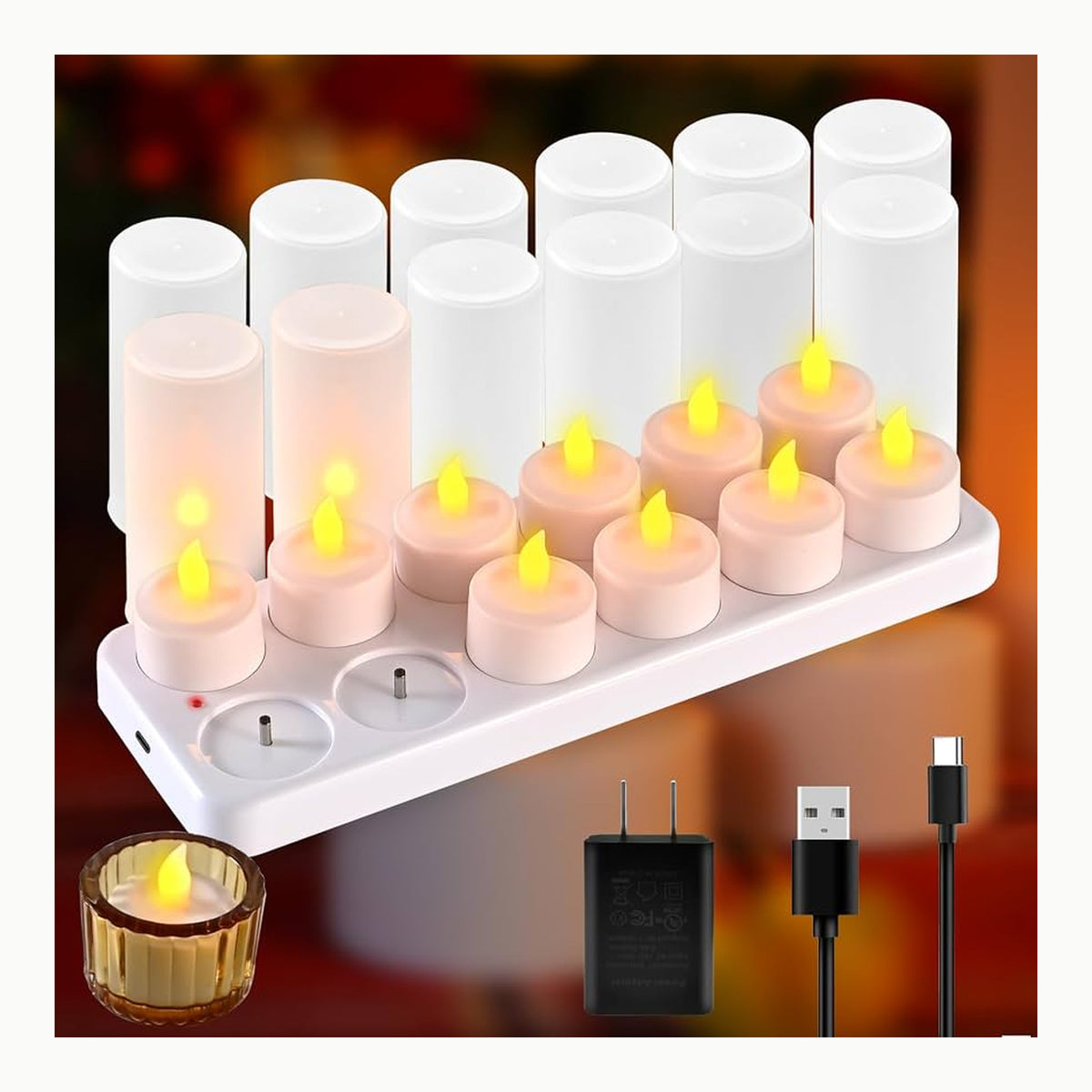Velas LED sin Llama 12 Velas Recargables Luces Decorativas Velas de