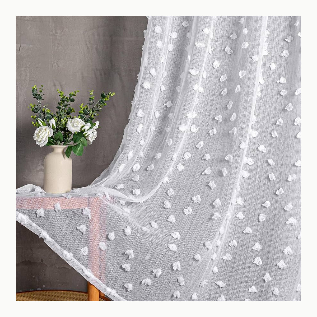 Visillos Translucidas MIULEE Cortinas Salon Blanco Dormitorio Modernas