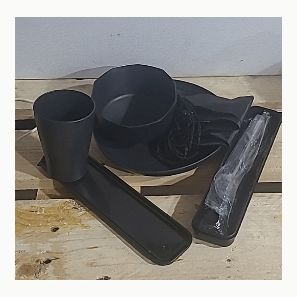 Juego de cubiertos de camping,Camping Essentials Set,platos y