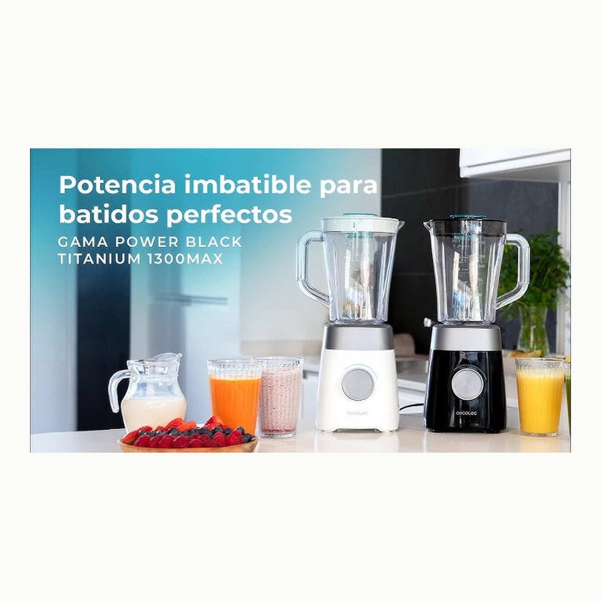Cecotec Batidora de Vaso Power Black Titanium 1300Max W. 1300 W, 2