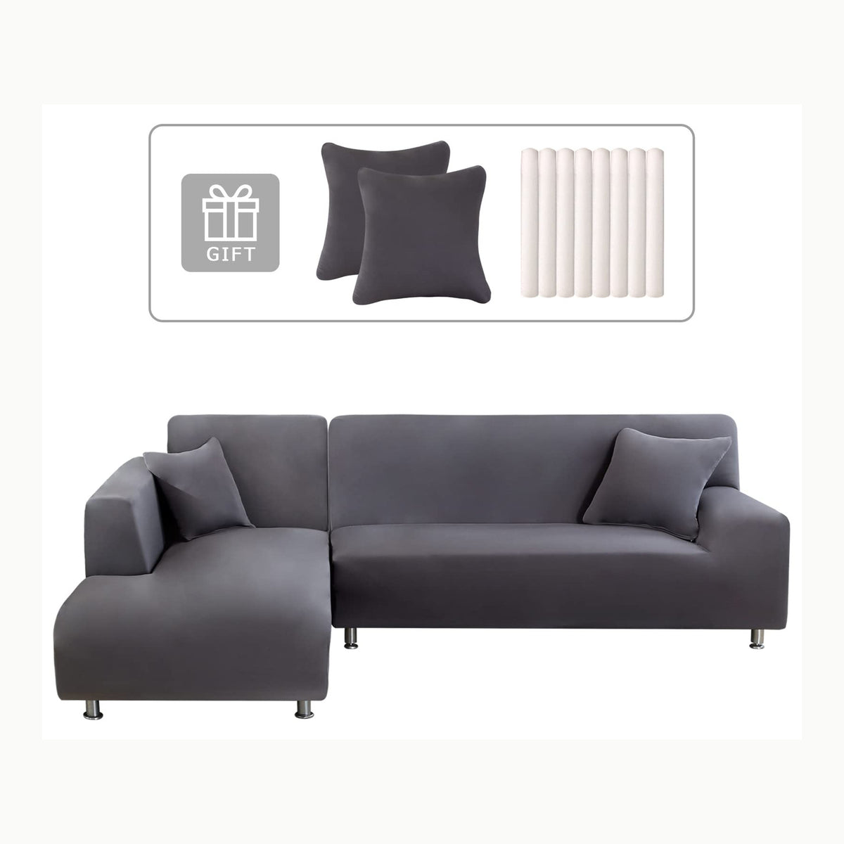 Funda sofá L Lydevo Funda para Sofá Chaise Longue 2 Piezas Funda Cubre