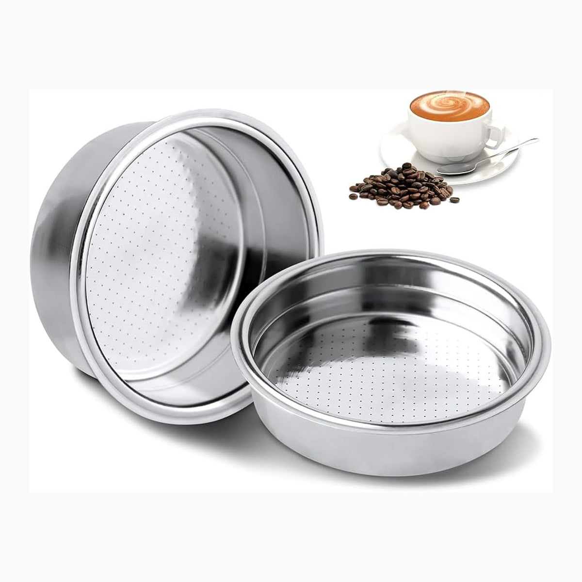 Scettar 2 Pezzi 51mm Filtri da Caffè in Acciaio Inossidabile, 1Tazze