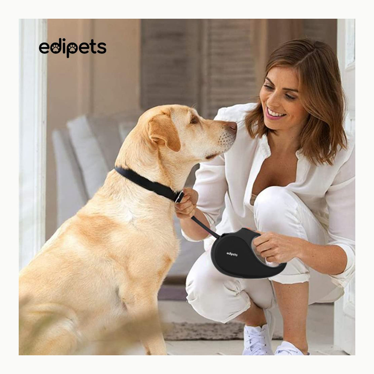 Edipets, Correa Doble para Perros, Extensible, Reflectante