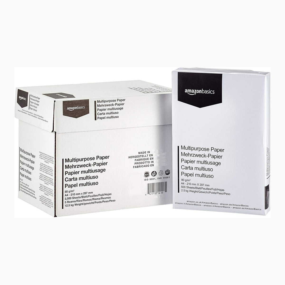 Amazon Basics Papier multiusage A4 80gsm, 2500 pièces, 5 lot de 500