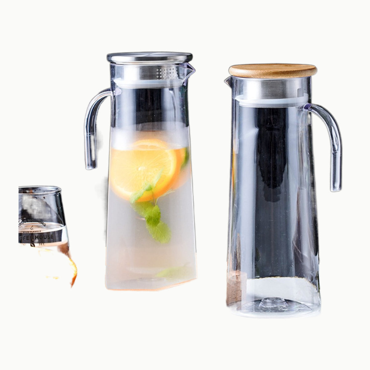 FAMKEEP Jarra de Agua de Vidrio,1200ml Botella de Cristal y Tapa de