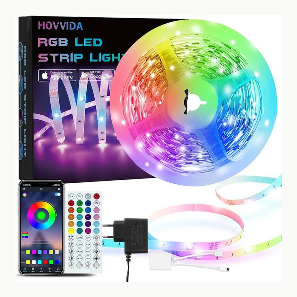 HOVVIDA Tira LED 5M, 30 LED/Metro, 24V RGB Luces LED, 150 LED, APP y