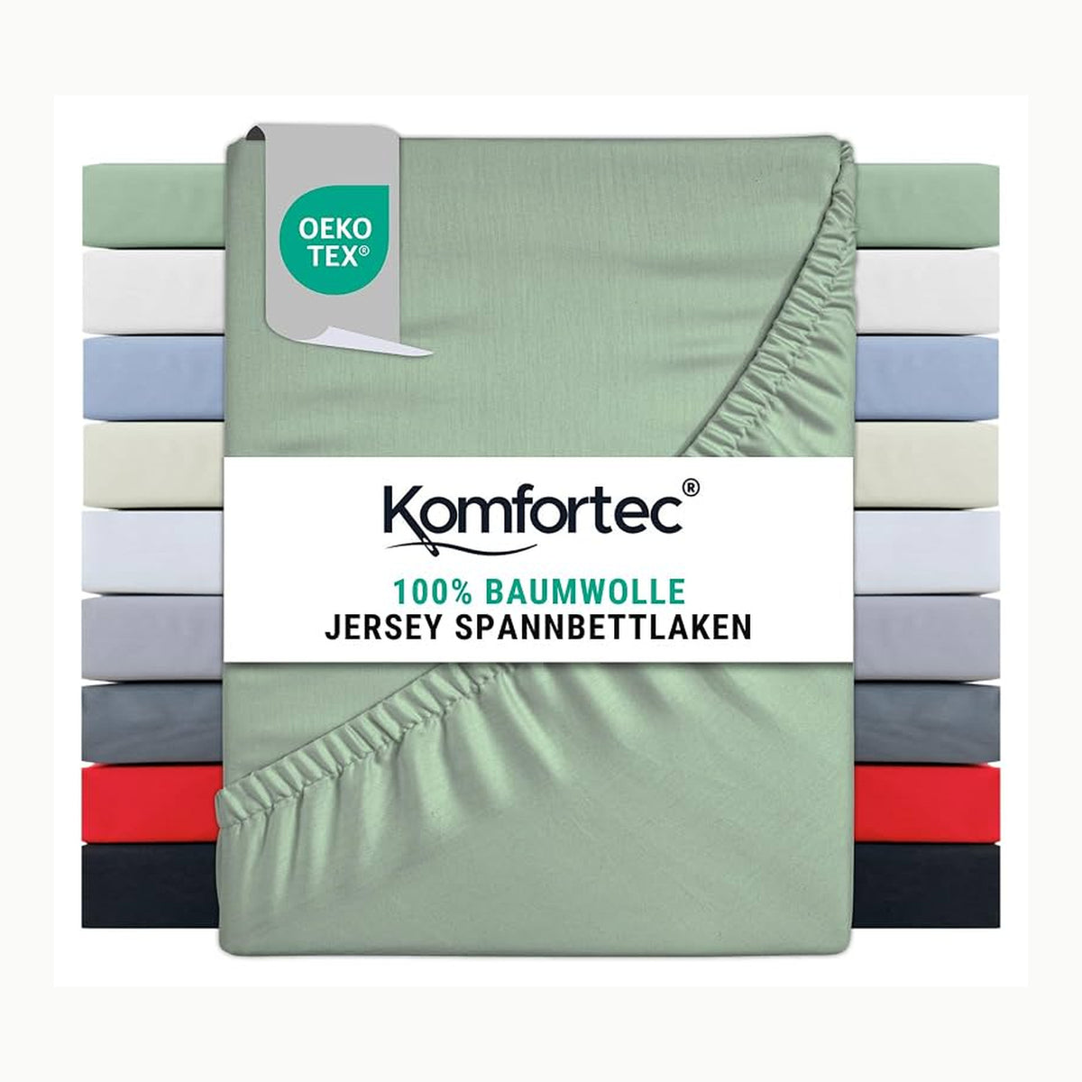Komfortec Spannbettlaken Jersey 100% Baumwolle – 90x200 cm – 135g/m²