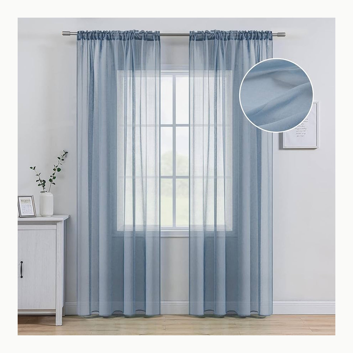 Cortinas Translucida MIULEE Cortinas Poliéster Translucida de